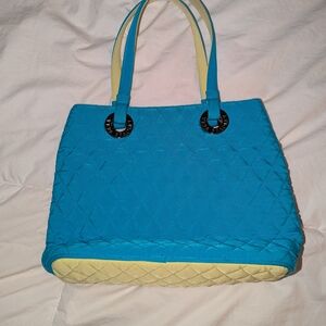 Vera Bradley Blue and Yellow Quilted Mini Bag